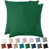 Vielit Kissenbezug 80x80 Grün Weich Kopfkissenbezug 80x80 2er Set Mikrofaser Kissenbezüge 80x80 Pillowcase Deko Kissenhülle Für Kissen 80x80 Öko-Zertifikat Resistent Hypoallergen