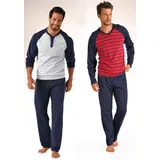 LE JOGGER le jogger® Pyjama, 4 tlg., 2 Stück), in langer Form, mit Raglanärmeln le jogger® grau-meliert, rot