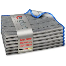 Glart 44C6B 6X Carbontücher, Fensterputztücher, Scheibentuch, Carbon Auto Tücher, Mikrofaser Glastücher, Auto Fenstertuch ohne Streifen & Schlieren, Scheiben Poliertücher fusselfrei 32x32 cm, 400 GSM