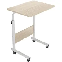 soges Laptoptisch Beistelltisch höhenverstellbarer Tisch mit Rollen, 60x40cm PC Tisch Notebook Sofatisch Laptopständer Notebookständer Pflegetisch für Bett und Sofa, Weiß 05#1-60MP