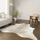 Wildlife Design Großformat Echter Kuhfell Teppich – Champagner-Grau. Imposante 230x210 cm! Perfekt fürs Wohnzimmer. Nachhaltig, Tierfreundlich + GRATIS Lederuntersetzer