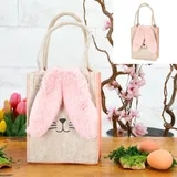 itsisa Filztasche Osterkorb Hase Osterhase mit Plüschohren Creme-rosa H:20 cm - Filzkorb, Geschenkkorb Ostern, Osterdeko, Frühlingsdeko,Geschenkverpackung Filz Korb Ostern