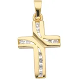 Kettenanhänger ADELIA ́S "Kreuzanhänger 333 Gold ( 8K ) mit Zirkonia", gold, Schmuckanhänger, Damen, mit Zirkonia, Gold, Kettenanhänger, Goldanhänger Kreuz