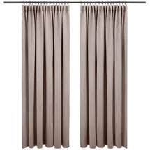 Blumtal Verdunklungsvorhang 140x145cm Taupe Kräuselband, 2er-Set Thermovorhang mit Hitzeschutz und Blickdicht - Taupe