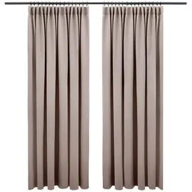 Blumtal Verdunklungsvorhang 140x145cm Taupe Kräuselband, 2er-Set Thermovorhang mit Hitzeschutz und Blickdicht - Taupe