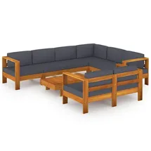 vidaXL Garten-Lounge-Set Massivholz Akazie 8-tlg. Kissen dunkelgrau