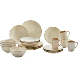 Asa Selection ASA Kombiservice Cafe del Mar, Beige, Keramik, 20-teilig, Uni, 250 ml, Essen & Trinken, Geschirr, Geschirr-Sets, Kombiservice