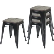 Mendler Hocker HWC-A73 Holz-Sitzfläche 39 x 46 x 39 cm Rot/Schwarz