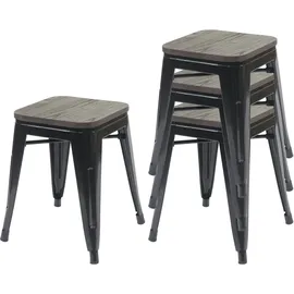 Mendler Hocker HWC-A73 Holz-Sitzfläche 39 x 46 x 39 cm Rot/Schwarz