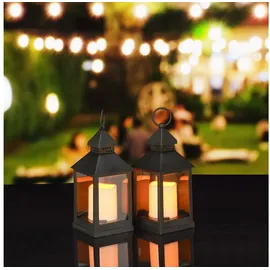 Relaxdays 4 x LED Laterne Weiß,Schwarz,Transparent