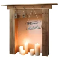 Dekoleidenschaft Kaminkonsole "Rustikal" aus recyceltem Holz, Kaminumrandung, Kaminsims
