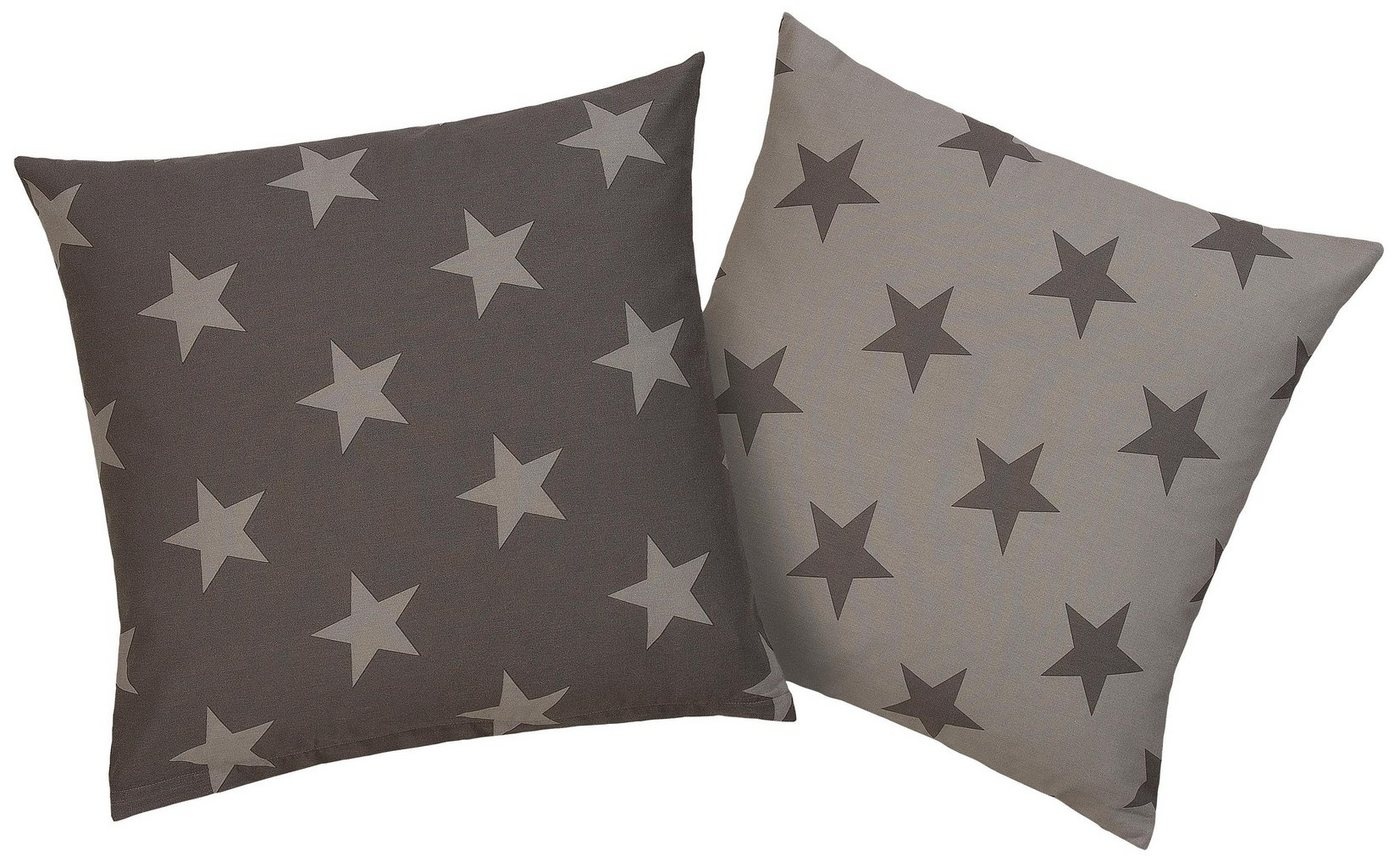 Kissenbezüge Stella Kissenhülle mit Sternenmuster, in verschiedenen Größen, my home (2 Stück) grau 50 cm x 50 cm