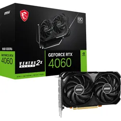 MSI GeForce RTX 4060 VENTUS 2X BLACK 8G OC Grafikkarte - 8GB GDDR6, 1x HDMI, 3x DP