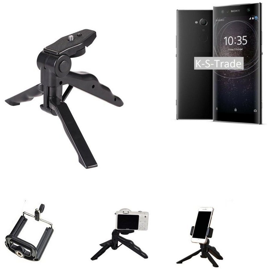 K-S-Trade für Sony Xperia XA2 Ultra Dual-SIM Smartphone-Halterung, (Stativ Tisch-Ständer Dreibein Handy-Stativ Ständer Mini-Stativ) schwarz