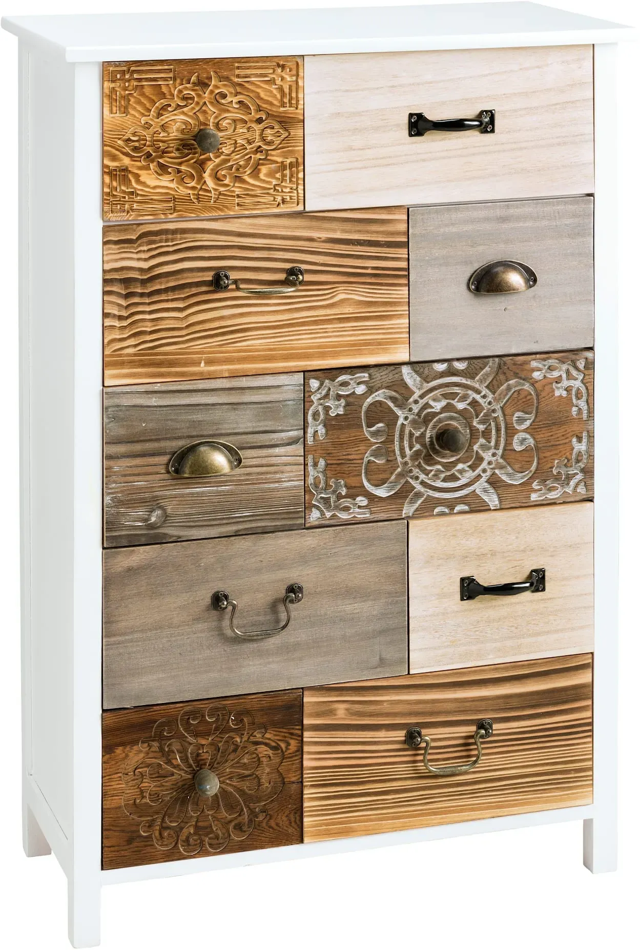 Kommode HEINE HOME, braun (weiß, braun), B:65cm H:94cm T:30cm, MDF, Massivholz, Sideboards, Kommode