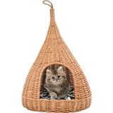 Ankonbej Katzenhaus mit Kissen 40x60 cm Naturweide Tipi