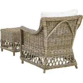 Beliani Gartensessel Ribolla Baumwolle 66 x 78 x 70 cm Cremeweiß mit Hocker