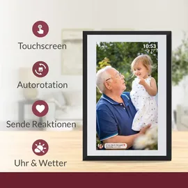 Xoro CPF 10C1 Digitaler Bilderrahmen 10.1 Zoll IPS Touchscreen, WLAN, 16 GB, App-Steuerung, 1280x800, schwarzer Rahmen