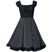 Belsira - Rockabilly Kleid knielang - Schulterfreies Swing-Kleid - XS bis 3XL - für Damen - Größe S - schwarz/weiß - S