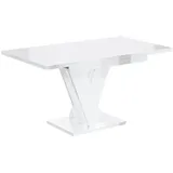 altdecor Esstisch ausziehbar, ideal als Küchentisch, Esszimmertisch - oder Wohnzimmertisch, solide Konstruktion aus Möbelplatte, 120 -160x80x75 c... - Weiß