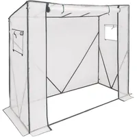 Woltu Foliengewächshaus Treibhaus Gartenhaus PE halbtransparent 200x77x146/169 cm weiß