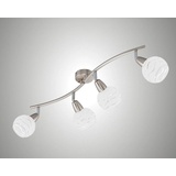 Trango 4-flammig 1001-42D LED Deckenleuchte *OLIVIA* inkl. 4x LED Leuchtmittel 3000K warmweiß I Deckenlampe in Edelstahl-Optik mit Design Gläsern incl.