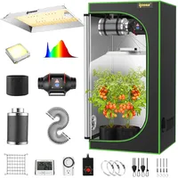 IPOW Grow Tent Kit Complete System 0.6x0.6 m LED Grow Light Dimmable Full Spectrum Indoor Grow Tent Kit 61.0 cmx61.0 cmx139.7 cm Hydroponics Grow Tent with 4 Inch Ventilation Kit