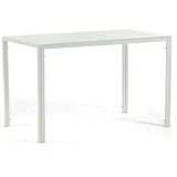 RATTATAN Innentisch 120x70 cm mit gehärteter Glasplatte, modernes und schlichtes Design, ideal für Küche, Esszimmer oder Büro – Weiß–Ettore