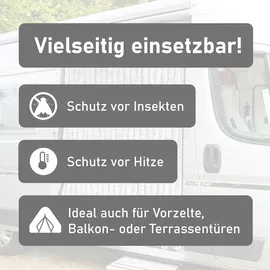 Lemodo Flauschvorhang 90x200cm hellgrau-weiß meliert, Fliegenschutz, Türvorhang Wohnwagen
