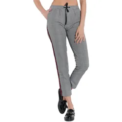 vestino Damen Business-Hose karierte Stoff-Hose Freizeit-Hose Grau/Schwarz - M