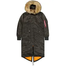 Alpha Industries Long Fishtail Polarjacke, Black olive), M