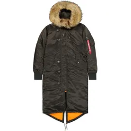 Alpha Industries Long Fishtail Polarjacke, Black olive), M