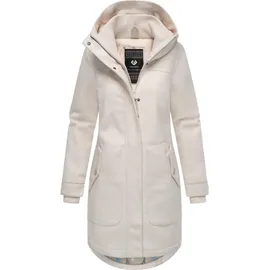 Ragwear Damen atmungsaktiver langer Wintermantel in Wollmantel-Optik warme Winterjacke Jannisa Coat YOUMODO Ecru Gr. 4XL - 4XL