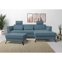 sit&more Ecksofa »Olsen L-Form«, inklusive Sitztiefenverstellung, wahlweise mit Bettfunktion, 15cm hoch blau