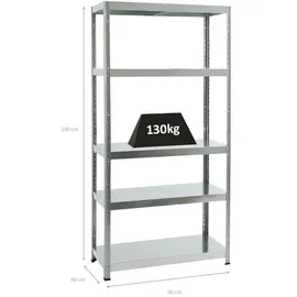 Proregal Schwerlastregal Metall 180x90x40 cm verzinkt