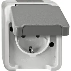 Merten MEG2300-8029 SCHUKO-Steckdose mit erhöhtem Berührungsschutz, lichtgrau, AQUASTAR MEG23008029
