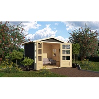 Karibu Gartenhaus "Asaba 4" SET terragrau mit Boden, Schindeln