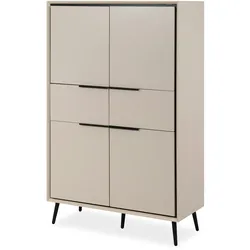 Furn.Design Highboard sand, schwarz 90 cm, Soft-Close-Funktion, Brebbia