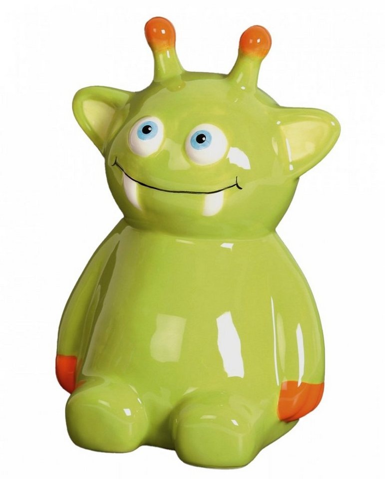 Horror-Shop Dekofigur Grünes Monster als keramik Spardose 18cm grün|orange