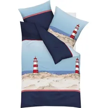 KAEPPEL Leuchtturm Marine Blau/Rot 135 x 200 cm + 80 x 80 cm