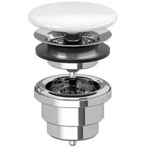 Villeroy & Boch Ventil 680800RW nicht verschließbar, verchromt, Ventilabdeckung Keramik stone white