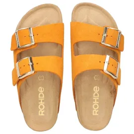 ROHDE Pantolette Velours Leder zwei Schnallen Komfortweite Alba 5590, Größe:37 EU, Farbe:Orange - Orange - 37
