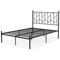 KOMFOTTEU Metallbett Doppelbettgestell, mit Kopfteil, bis 360 kg Belastbar, 190 x 140 x 10 cm schwarz