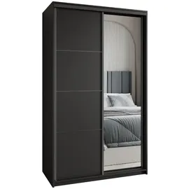 masseno Schwebetürenschrank VARO 120 x 205 x 60 cm Schwarz
