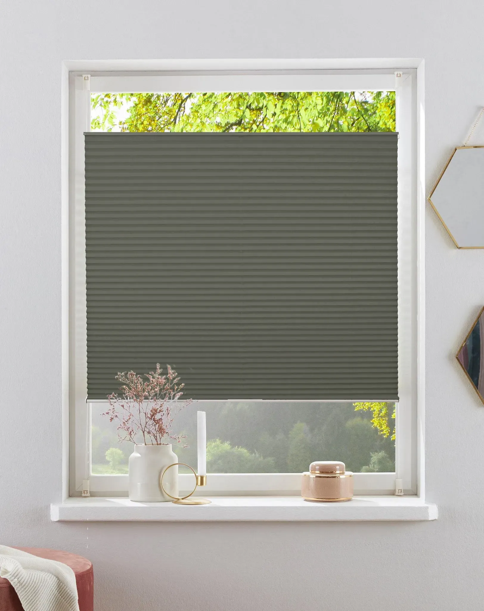 Plissee »CASUL« verdunkelnd energiesparend ohne Bohren freihängend Wabenplissee, Klemmfix ohne Bohren, Verdunkelung - NEUHEIT!, 91862461-9 dunkelgrau