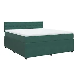 vidaXL Boxspringbett mit Matratze Dunkelgrün 180x200 cm Samt