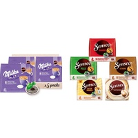 Senseo Milka Kakao Pads, 40 Senseo kompatible Pads, 5er Pack, 5 x 8 Getränke, 560 g & ®Pads Probierbox mit 5 Sorten - insgesamt 66 Kaffeepads im Vielfaltspaket