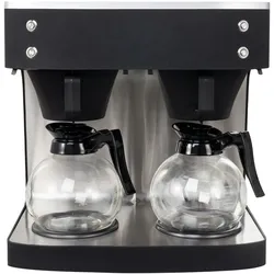 GastroHero Filterkaffeemaschine ECO 2x 2 Liter – Edelstahl Kaffeemaschine mit 2 Glaskannen, 200 Tassen/h, Warmhalteplatte für Büros & Gastronomie