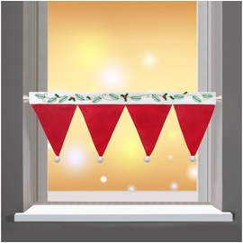 Delindo Lifestyle Scheibengardine »Weihnachtsmütze«, (1 St.), mit Stangendurchzug, für die Küche, mit LED-Beleuchtung, rot