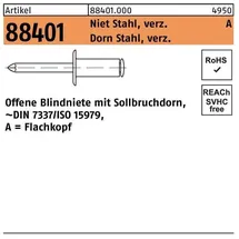F. REYHER Nchfg. GmbH & Co. KG Blindniete Flachkopf A 6 x 12 250 Stück